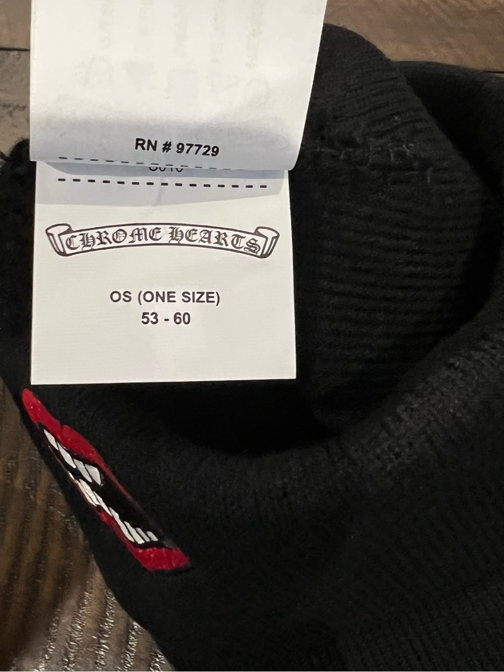Chrome Hearts Black Knit Beanie with Red Embroidered Lip - Picture 5 of 5